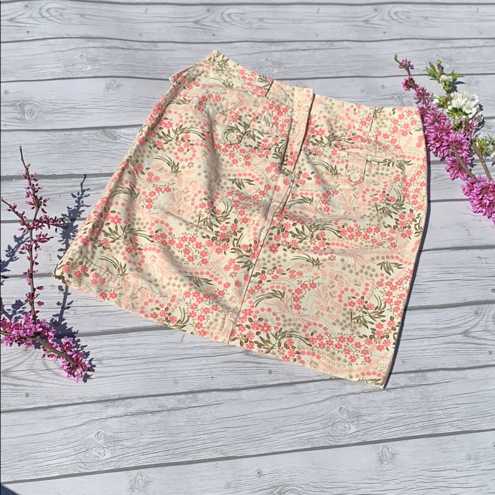 ANN TAYLOR LOFT PINK CREAM GREEN SKIRT SIZE 2